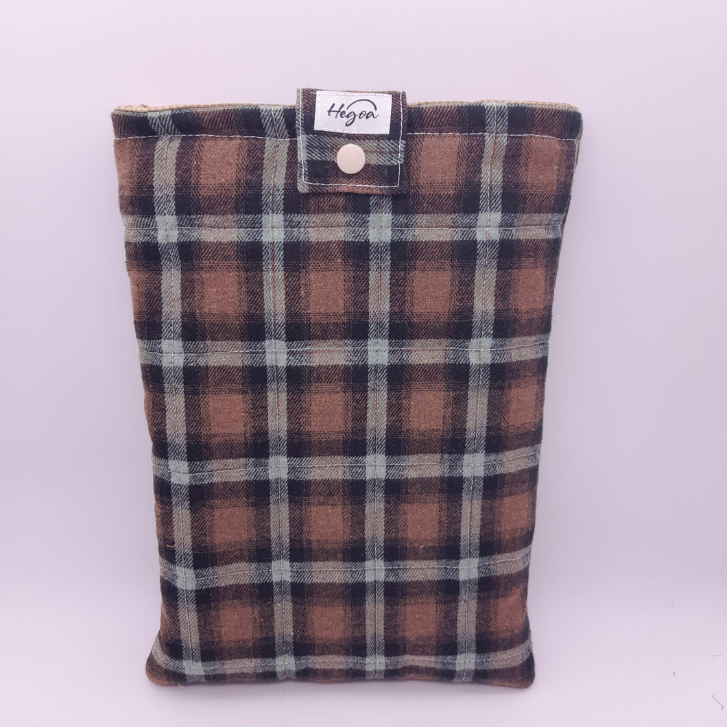 Funda de libro Cuadros marrón y turquesa