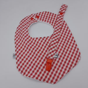 Pack babero + chupetero Vichy rojo
