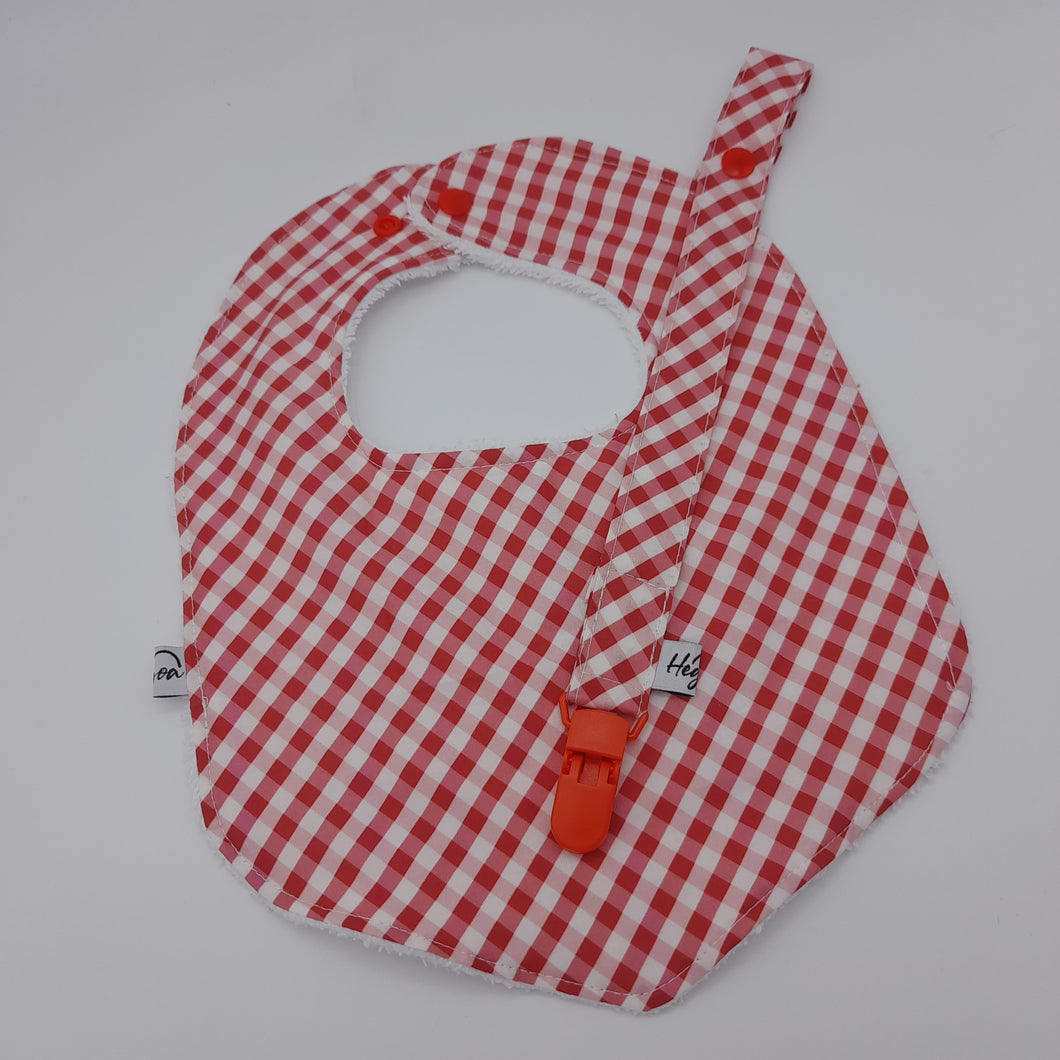 Pack babero + chupetero Vichy rojo